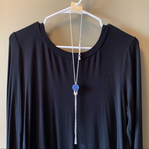 Lucky Brand Jewelry - Lucky Brand Blue Druzy Long Pendant Necklace NWT